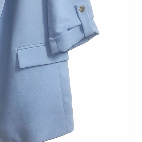 ZARA Sky Blue Oversized Rolled Sleeve Blazer Jacket Women’s Size XS Pastel Work - Picture 6 of 9